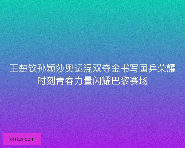 王楚钦孙颖莎奥运混双夺金书写国乒荣耀时刻青春力量闪耀巴黎赛场