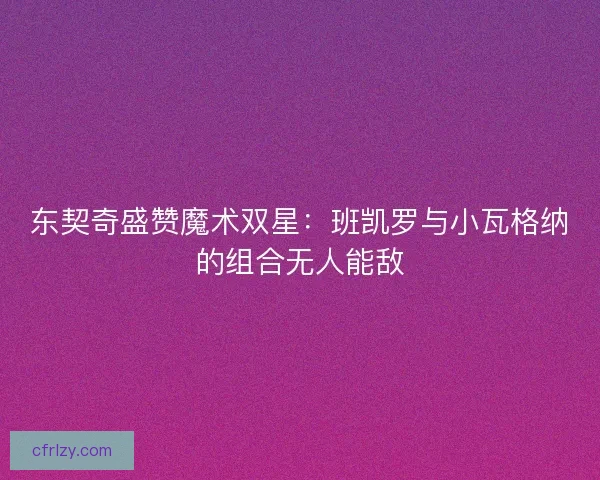 东契奇盛赞魔术双星：班凯罗与小瓦格纳的组合无人能敌